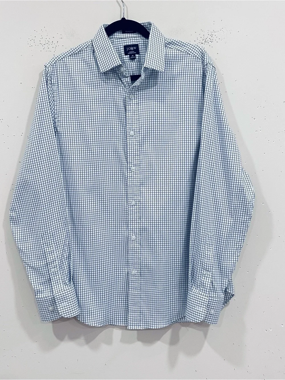 J.Crew Bowery Performance Dress Shirt Men's M Medium Classic Fit Blue Check